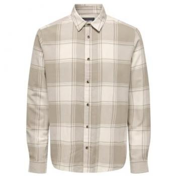 Camisa de Hombre Regular Fit de Cuadros GUDMUND en Beige