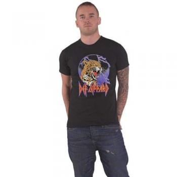 Def Leppard Lightning Leopard Black T-Shirt - Unisex, Size L, 100% Cotton