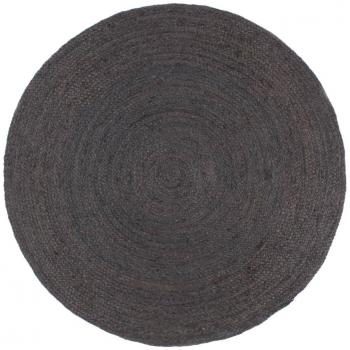 Alfombra artesanal en yute redondo 240 cm gris oscuro