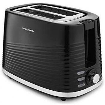 Tostadora Morphy Richards Dune 2 Rebanadas con Funciones de Descongelar y Recalentar, Negra