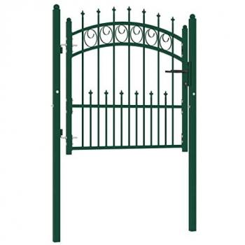 Puerta de Valla con Picos de Acero Verde 100x100 cm