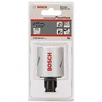 Sierra de corona Bosch Progressor 43 mm con sistema Power Change y alta velocidad de rotación para acero e inox