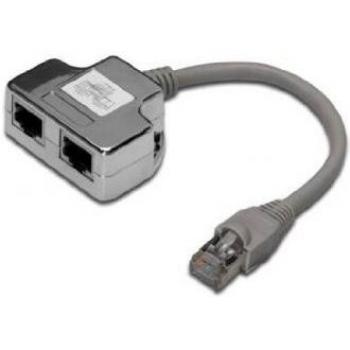 Adaptador de Red Digitus Cat 5e con Doble Conector RJ45, Gris