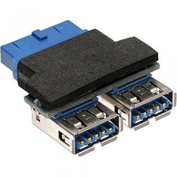 Inline 33444I - Adaptador USB (19-Pin USB 3.0/2 x USB 3.0), Negro y Azul