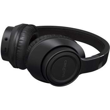 Cascos de tipo diadema inalámbricos Creative Outlier Black, reproducción de 13 horas, alto rendimiento, ligeros, cómodos y plegables con micrófono integrado y control de música