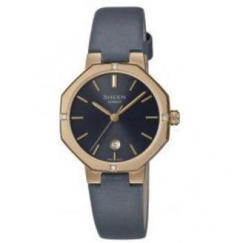 Casio Sheen Women's Quartz Analog Watch with Leather Band - Model SHE-4543GL-8AUER (28 mm)