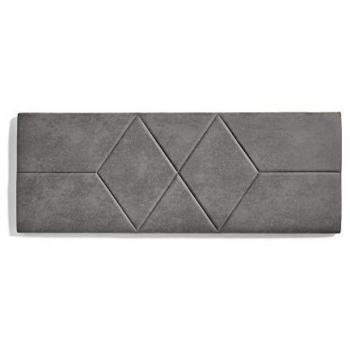 Cabecero de Cama 110 cm Dos Rombos en Tela Antimanchas Aquaclean - Acolchado de Espuma y Refuerzo Trasero - Color Gris - Dimensiones 152x57x5 cm