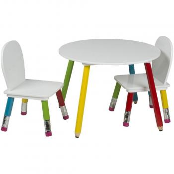 Mesa de lápiz para niños con 2 sillas, muebles para habitaciones infantiles y cuartos de juego