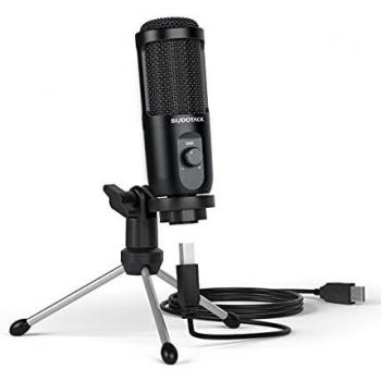 Microfono para PC de Condensador , kit de Micro para computadora USB Streaming SUDOTACK, con Control de Ganancia para Podcast, Gaming, Grabación, Youtube, Zoom
