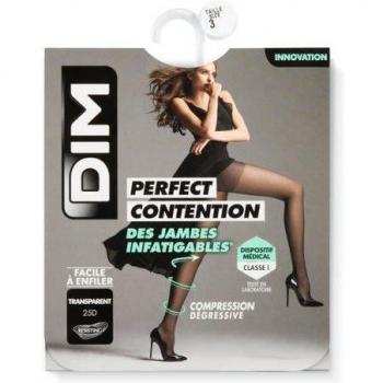 DIM Perfect Contention Panty Compresión Ligera Talla 4 Negro Transparente 25 Deniers 1 Unidad