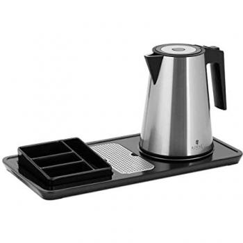 Hervidor de Agua Eléctrico con Bandeja para Té y Café - 1,2 L - 1800 W - Plateado