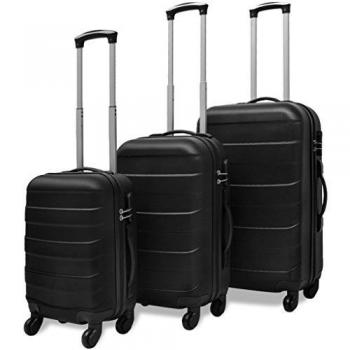 vidaXL Juego de Maletas Duras 3 Piezas Diversos Tamanos Negro Equipaje Trolley
