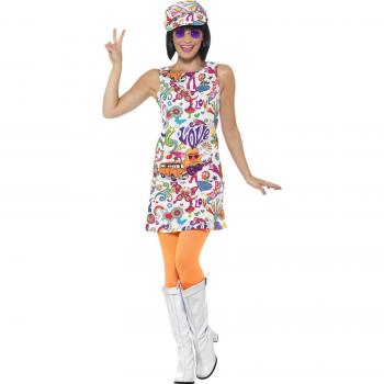 Disfraz de Hippie Buena Onda Años 60 para Mujer - Multicolor - Talla M
