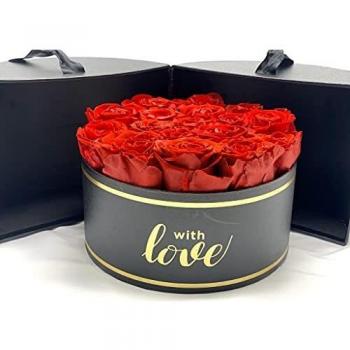 Rosas Rojas preservadas en Caja de Regalo con Apertura y Lazo - Rosas eternas Regalo San Valentín - Flores preservadas y eternas