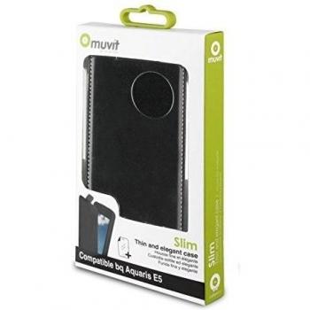 Muvit MUSLI0596 - Funda slim y protector de pantalla para bq Aquaris E5, negro