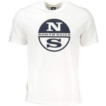 North Sails Men's White Cotton Logo Print Short Sleeve T-Shirt - Size M