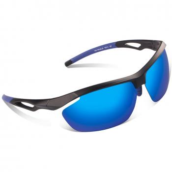 Elegear Gafas de Sol Gafas Deportivas Polarizadas Recubrimiento REVO y Anti-Aceite, Protección de UVA y UVB, Marco TR90 para Ciclismo Conducción-Azul