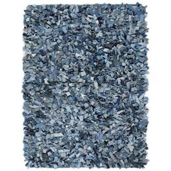 vidaXL Alfombra Peluda de Tela Vaquera Decoración Interior Casa Jardín Bricolaje Estera Moqueta Flexible Suave al Tacto Moderna 80x160cm Azul