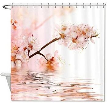 warrantyll rosa flores de cerezo, agua del baño cortina de ducha impermeable de poliéster 72 x 72