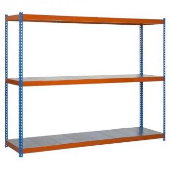 Estantería Industrial Ecoforte 1204-3 Metal 1500x1200x450 mm, 400 kg de Capacidad, 3 Estantes, Azul/Naranja/Galva