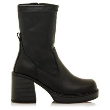 Botines de tacón MTNG New Oasis mujer negro con cierre cremallera y puntera redonda, caña stretch, casual