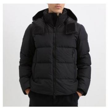 Black Hooded Puffer Jacket for Men - Size L - IT50