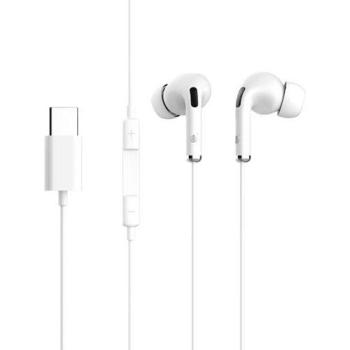 Auriculares Tipo C con Micrófono y Control de Volumen NC3155, Longitud 1.2M, Color Blanco