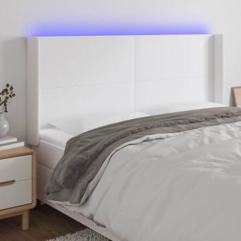Cabecero Led Blanco 203x16x118/128 cm en Cuero Sintético