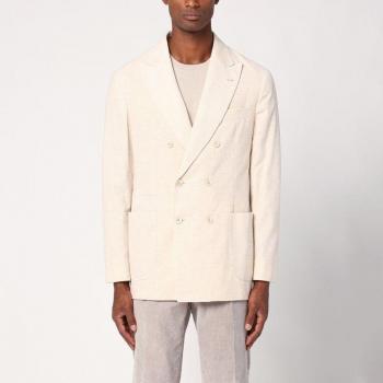Brunello Cucinelli Men's Beige Corduroy Double-Breasted Jacket | Size 50 | MY4767BBDCO
