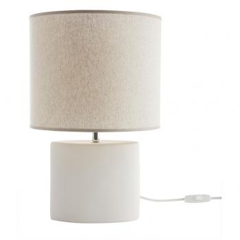 Lámpara de mesa de cerámica blanca mate con pantalla de lino natural TIGA