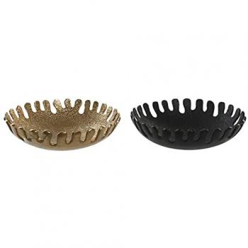 Centro de Mesa Moderno DKD Home Decor Negro y Dorado (2 Unidades) 32 x 32 x 9 cm