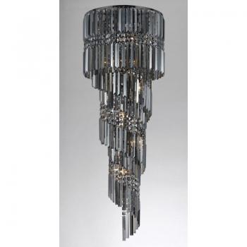 Araña Toronto 14 Bombillas Negro y Bronce 142cm con Plafón de Cristal Ahumado Gun Metal