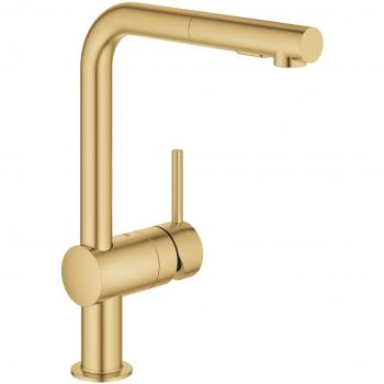 Grifo de cocina Grohe Minta, monomando 1/2, con ducha extraíble SpeedClean, acabado Cool Sunrise cepillado