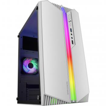 MARSGAMING MC-S1 Blanco, Caja PC Compacta Gaming Micro-ATX, Iluminación ARGB 12 Modos, Ventilador FRGB, Ventana Lateral Completa