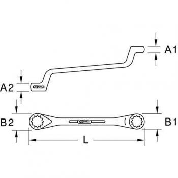 Llave doble de anillo curvada KS Tools 13x17mm