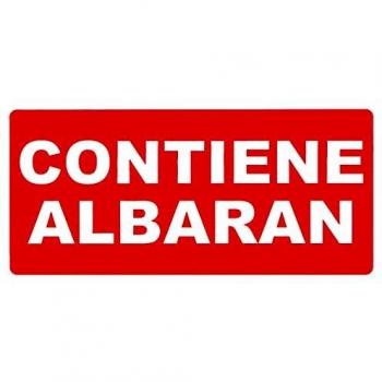 APLI 295 - Rollo etiquetas rojas con textoCONTIENE ALBARAN, 200 etiquetas, 50 x 100 mm