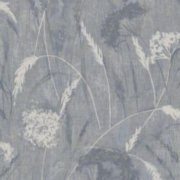 Pappus Blue Botanical Floral Dandelions Metallic Wallpaper