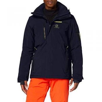 SALOMON Brilliant Jkt M Chaquetón con Capucha para esquí, Mezcla de sintéticos, Hombre, Azul