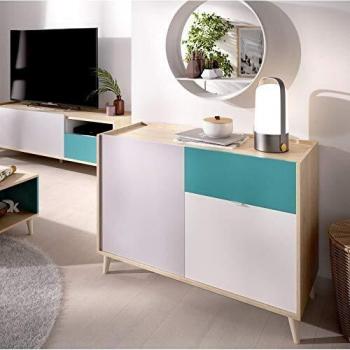Aparador 2 Puertas y 1 Cajón Serie NOVA NaturalEsmeralda 75X105X43 cm. 03K5698665