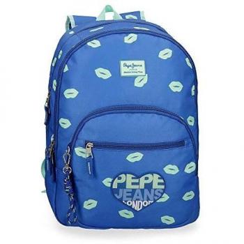 Pepe Jeans Ruth Mochila Doble Compartimento Adaptable a Carro Azul 32x44x22 cms Poliéster 30.98L