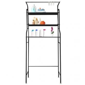 Estantería Multifuncional de Baño Nyana Home 3 Baldas y Colgador Superior 163x68x25cm - Organización para Lavabo, WC y Ropa (Negro)