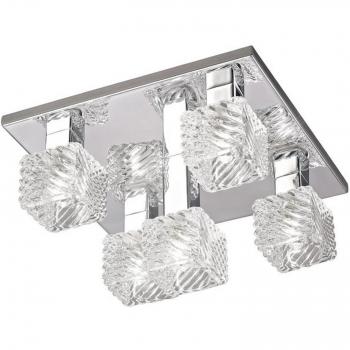 Plafón de techo Accor Cromo pulido 5 bombillas 15,5cm G9 cuadrado vidrio transparente