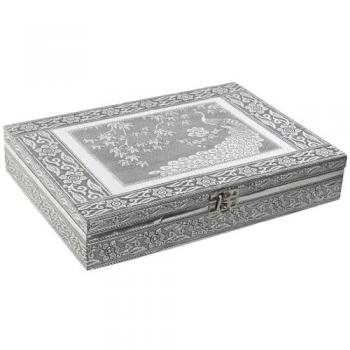 Caja-Joyero Home ESPRIT Verde Plateado Madera Aluminio 27,5 x 20 x 5,4 cm