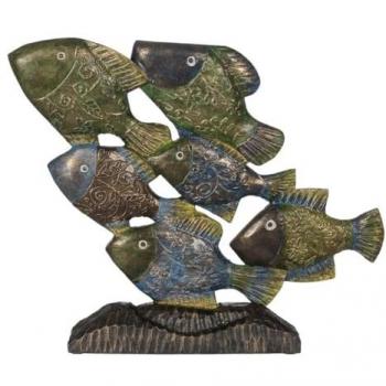 Figura Decorativa Peces Azul Marrón Verde 60 x 11,5 x 52 cm
