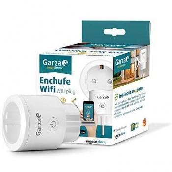 Garza Smart - Enchufe Wifi Inteligente, Programable, Wifi 2.4GHz, Con medidor de consumo, Control remoto por app y por voz Alexa/Google, Blanco