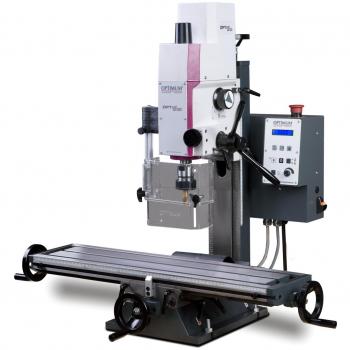 Fresadora Opti MH20VL - OPTIMUM 3338132, con motor de 750 W, capacidad de fresado de hasta 20 mm, mesa de trabajo de 500 x 200 mm, altura ajustable, velocidad variable