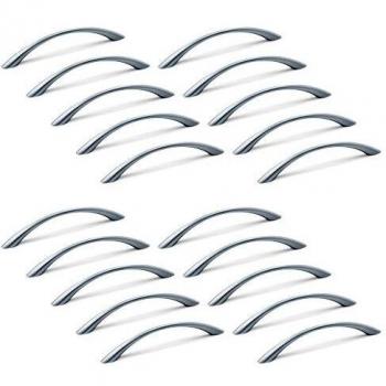 EMUCA 9160925 Tirador para Mueble, Lote de 20, Gris Metalizado, 128 mm, Set Piezas