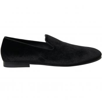 Dolce & Gabbana Black Velvet Loafers Formal Shoes - EU42/US9