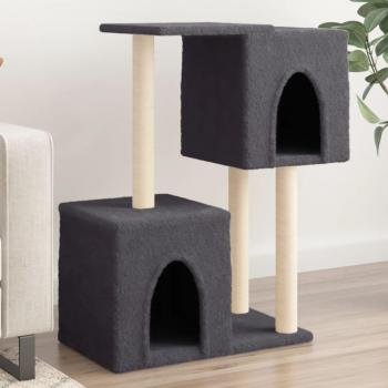 Árbol rascador para gatos con postes de sisal gris oscuro 86 cm
