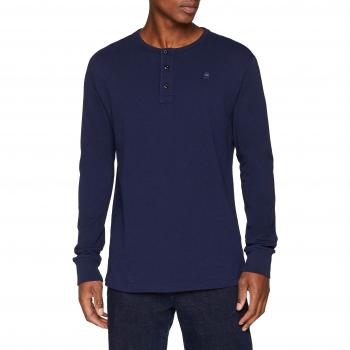G-STAR RAW Starkon Granddad R T L\s, Camisa Manga Larga para Hombre, Azul